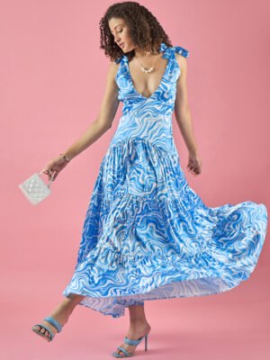 Abstract Printed Layered Dress