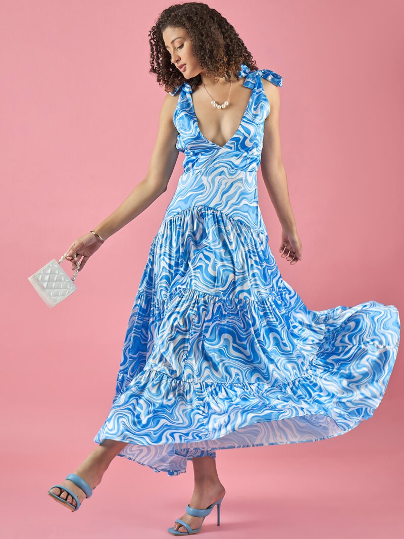 Abstract Printed Layered Dress