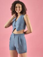 Blue Double Buttoned Co-ord Set