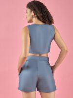 Blue Double Buttoned Co-ord Set