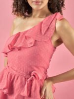 Coral Pink One Shoulder Dress