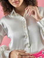 Floral Skirt With White Puffed Sleeves Shirt